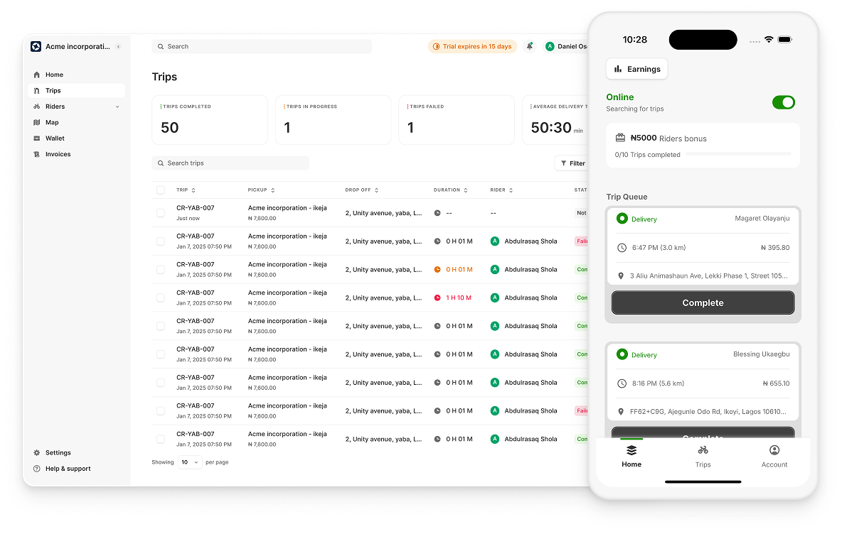 Relay rider app preview